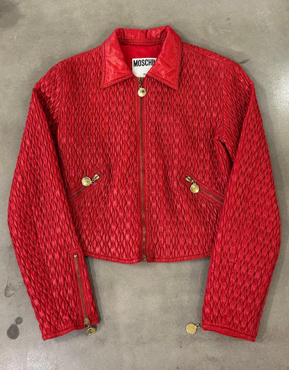 Moschino Jeans Red Scrunched Jacket