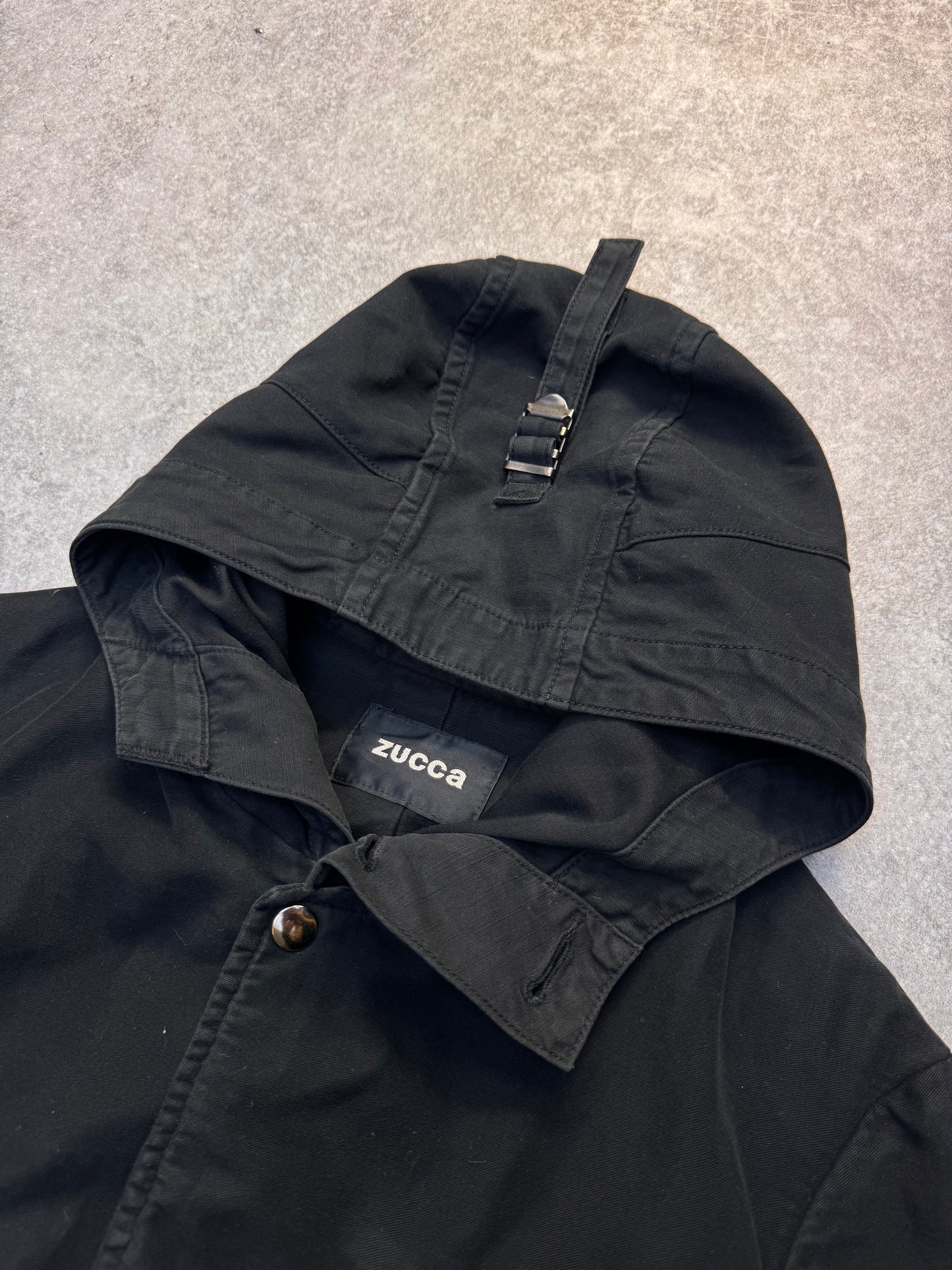 Zucca Double Layrered Buckled Hooded Parka Jacket