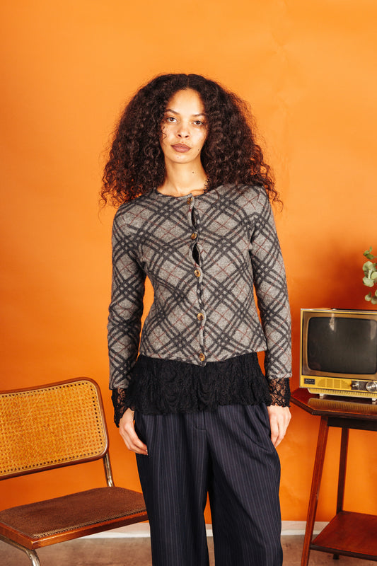 Burberry Grey Wool Cardigan