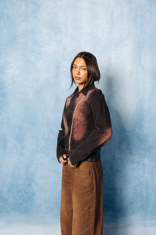 Versace Bleached Denim Grey Motorcycle Blouson