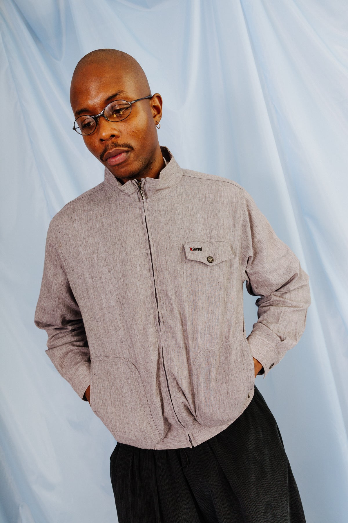 1990's Kansai Yamamoto Flecked Twill Textured Work Blouson