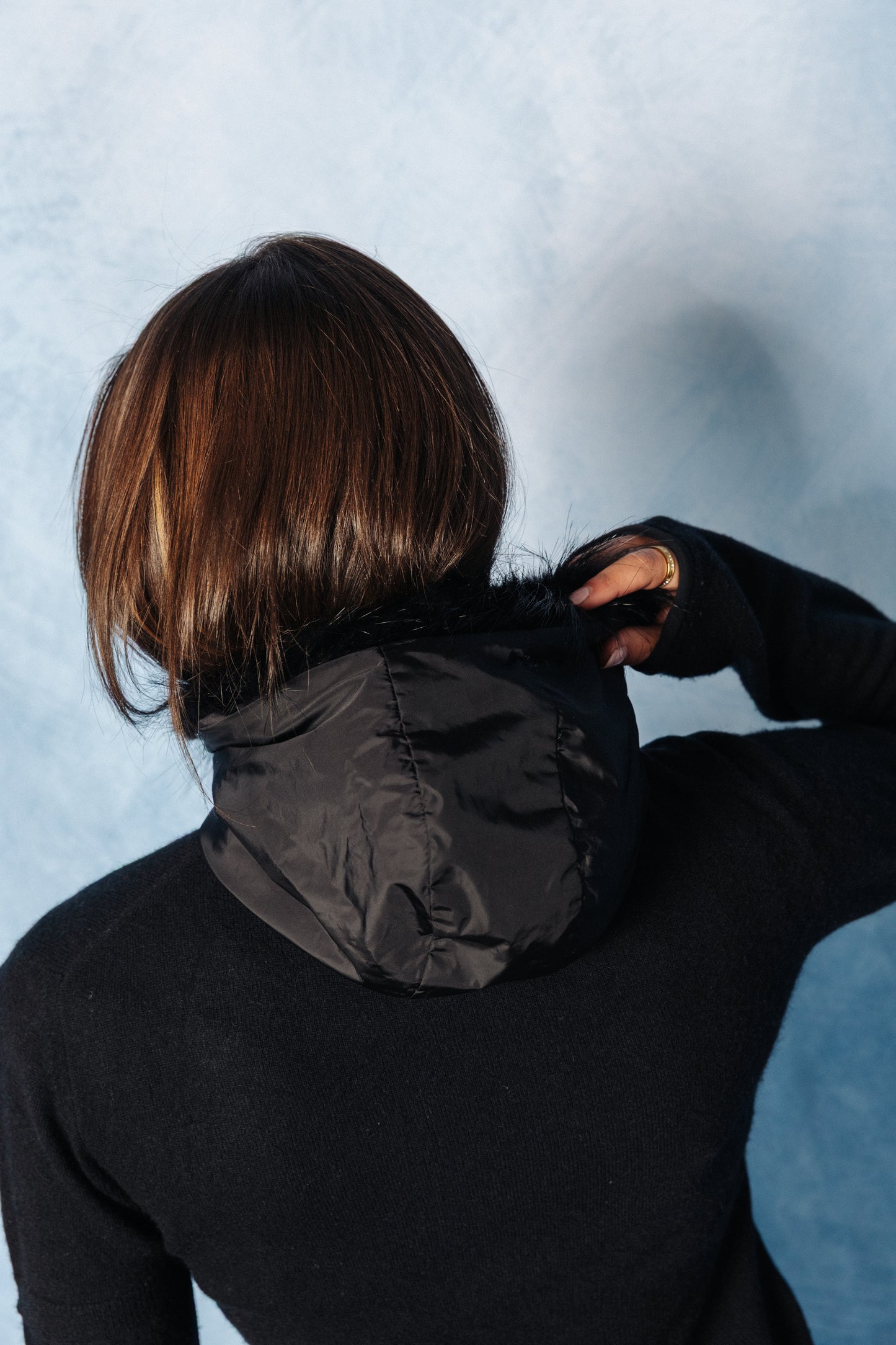 Prada Double Layered Fur Trim Technical Cardigan