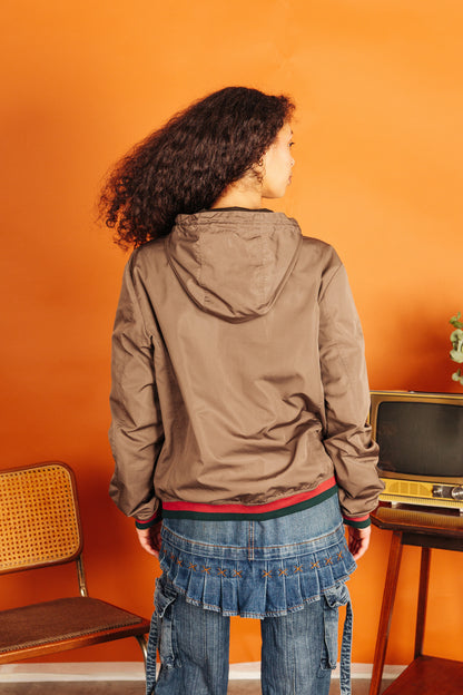 Gucci Nylon Lightweight Hooded Bomber Jacket