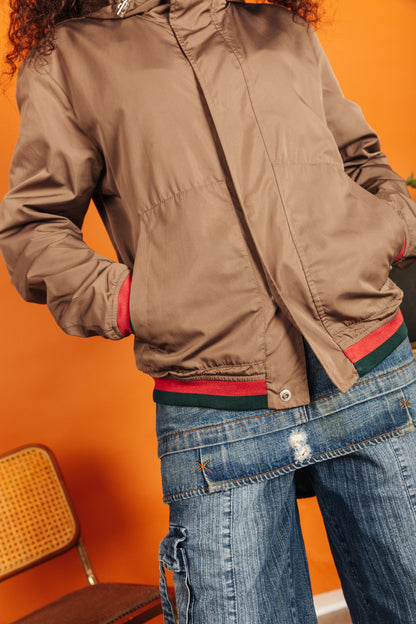 Gucci Nylon Lightweight Hooded Bomber Jacket