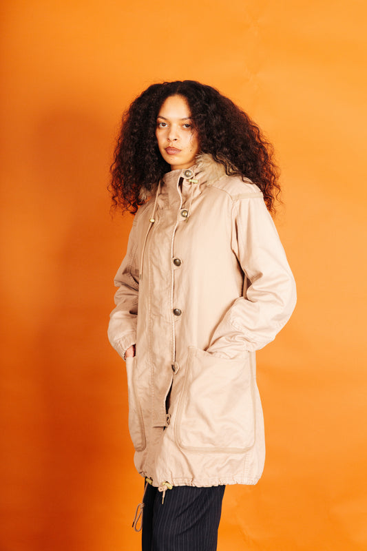 Issey Miyake Tsumori Chisato Light Pink Fur Hooded Cotton Coat