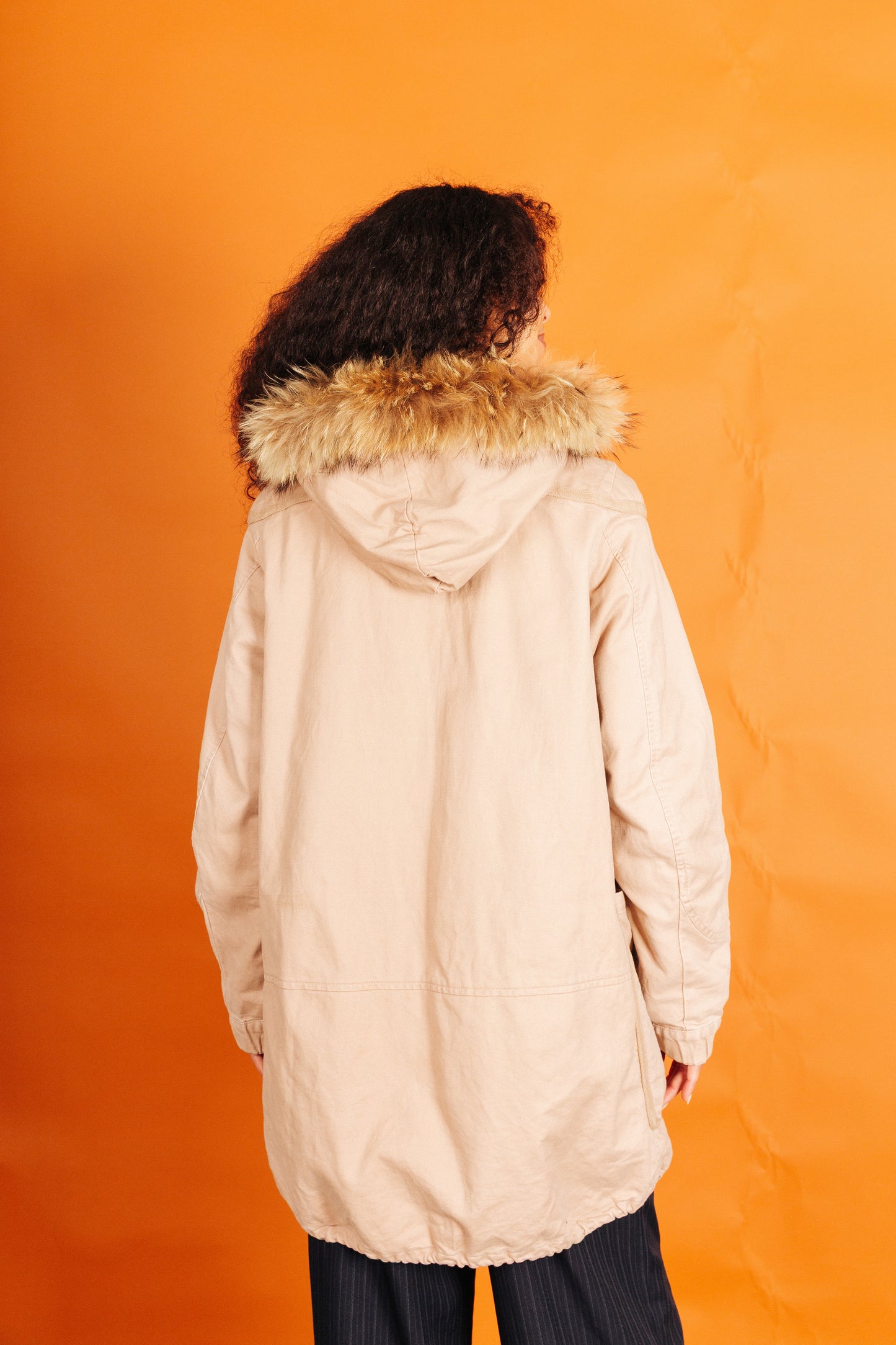 Issey Miyake Tsumori Chisato Light Pink Fur Hooded Cotton Coat