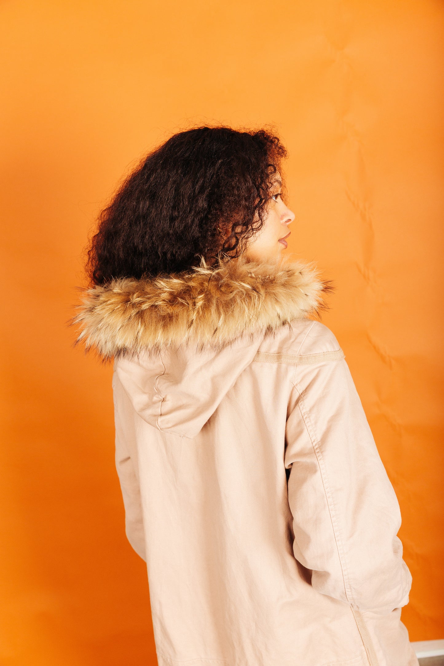 Issey Miyake Tsumori Chisato Light Pink Fur Hooded Cotton Coat