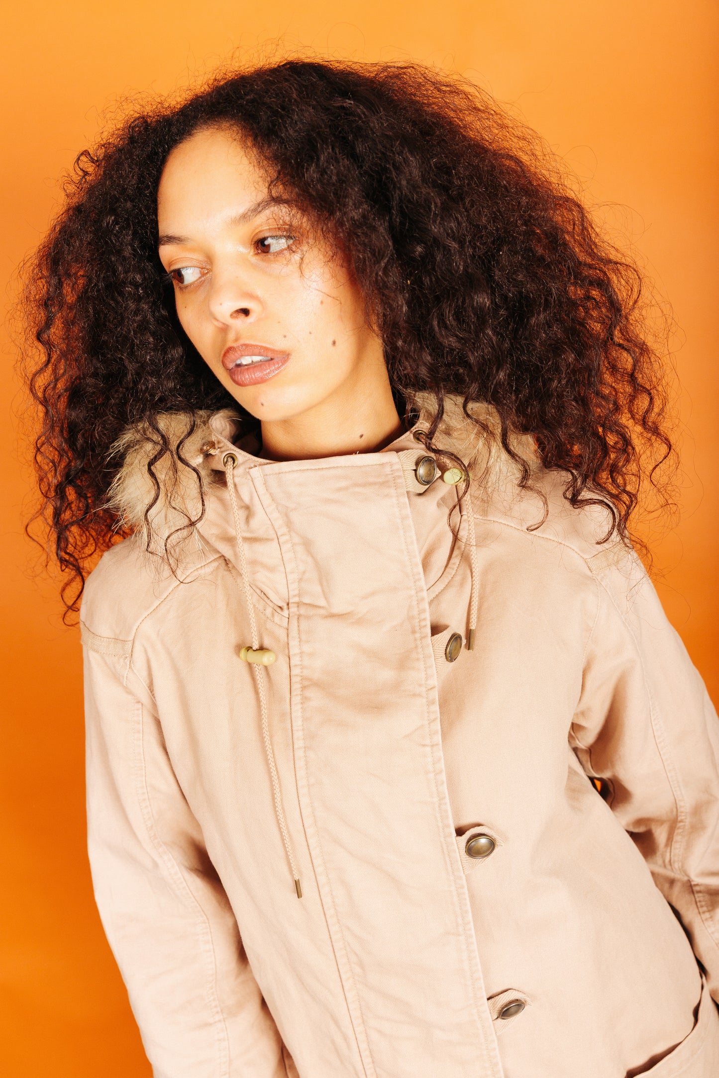 Issey Miyake Tsumori Chisato Light Pink Fur Hooded Cotton Coat