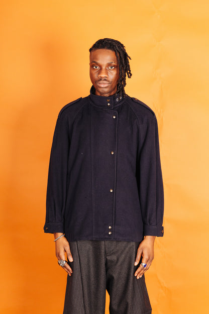 Burberry Embroidered Logo Neckline Wool Jacket