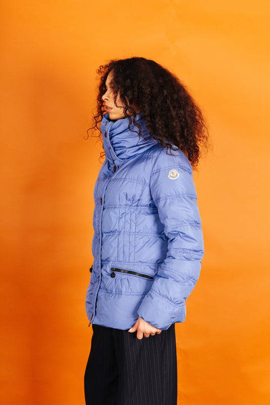 Moncler Ribbed Neck Dusty Blue Puffer Jacket