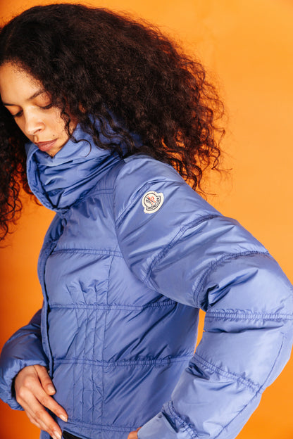 Moncler Ribbed Neck Dusty Blue Puffer Jacket