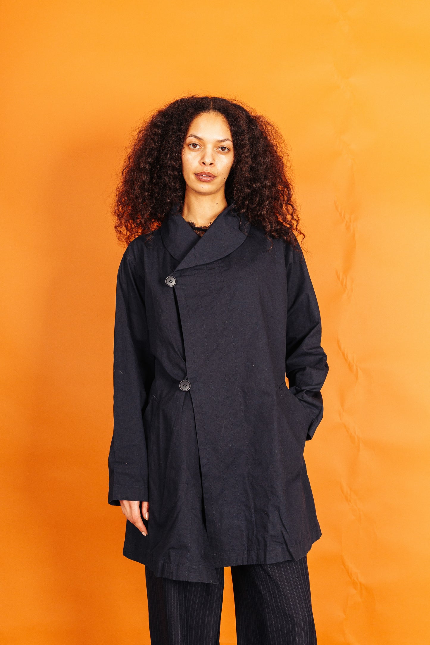 Issey Miyake Plantation Asymetrical Button Up Cotton Blouson