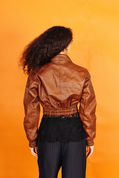 A/W 2004 Prada Brown Cropped Leather Police Jacket