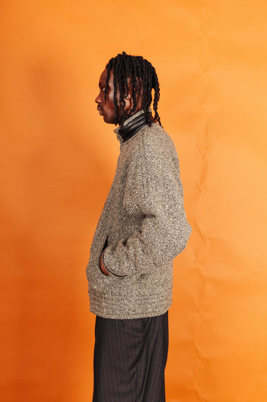 1970s Gianni Versace Grey Marl Articulated Sleeve Wool Jacket