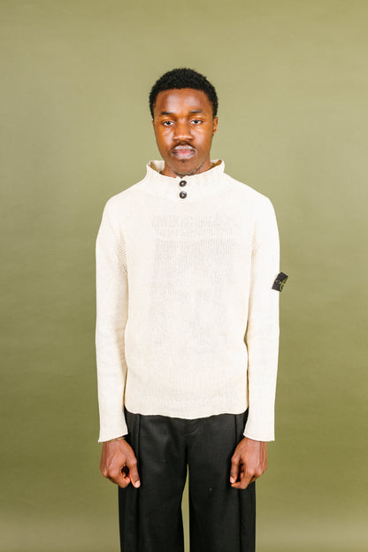 S/S 2003 Stone Island Garter Stitch Closed Collar Knitted Sweater
