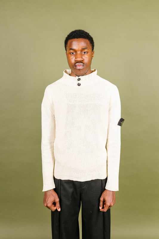 S/S 2003 Stone Island Garter Stitch Closed Collar Knitted Sweater