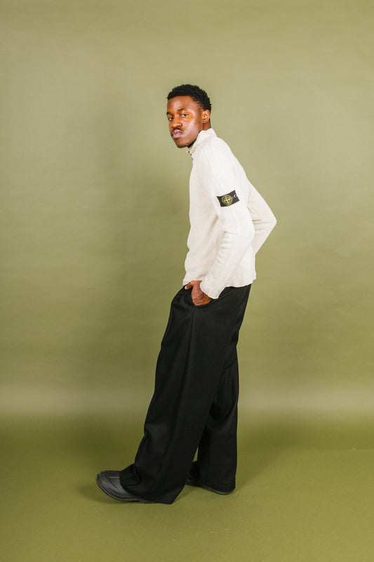 S/S 2003 Stone Island Garter Stitch Closed Collar Knitted Sweater