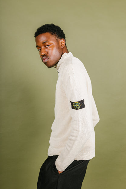 S/S 2003 Stone Island Garter Stitch Closed Collar Knitted Sweater