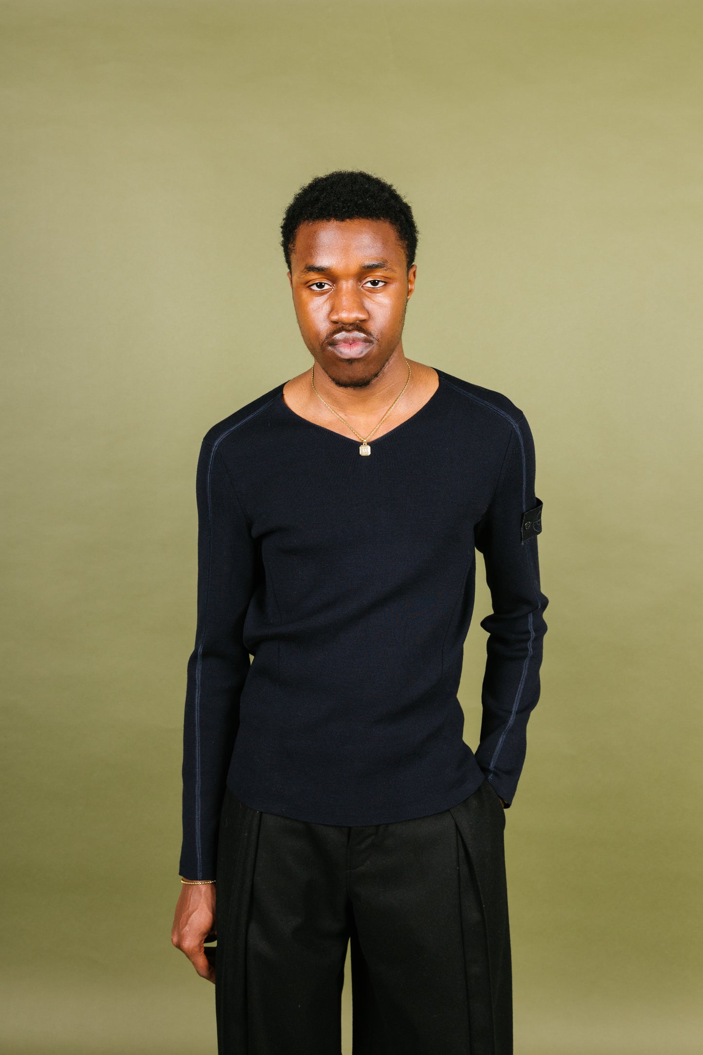 S/S 2016 Stone Island Ghost Badge Navy Knitted Sweater