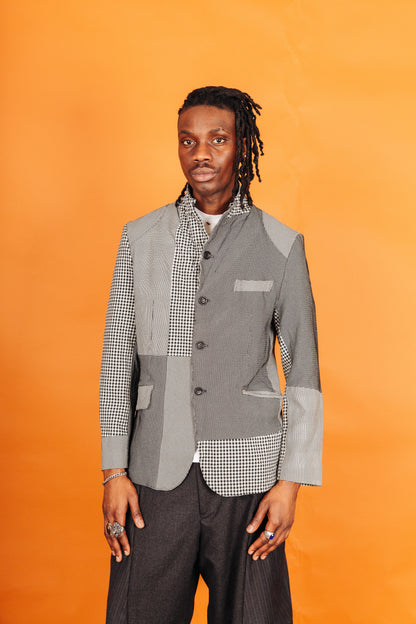 2010 Comme Des Garcons Multi Houndstooth Patchwork Blazer