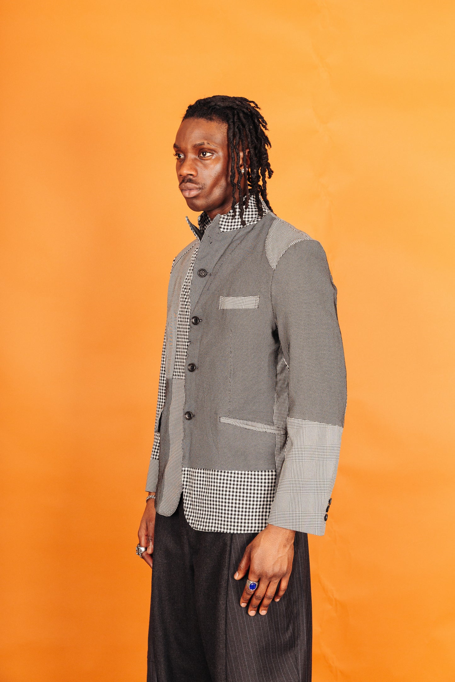 2010 Comme Des Garcons Multi Houndstooth Patchwork Blazer