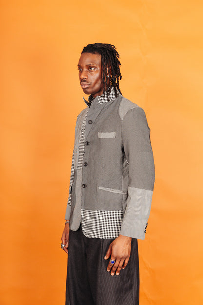 2010 Comme Des Garcons Multi Houndstooth Patchwork Blazer