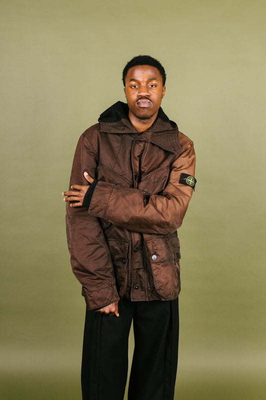 A/W 2009 Stone Island Wax Coated Brown Parka Jacket
