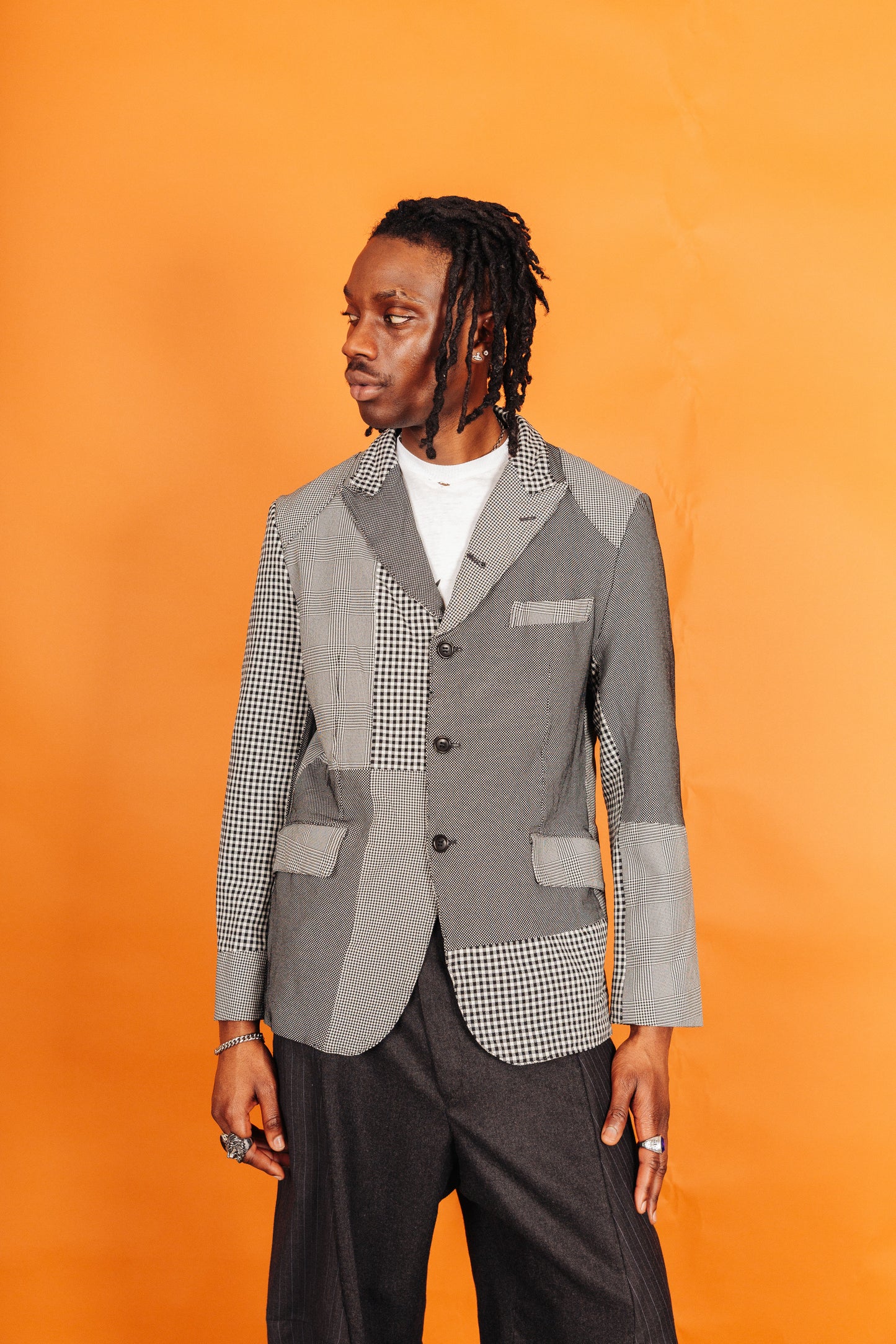 2010 Comme Des Garcons Multi Houndstooth Patchwork Blazer