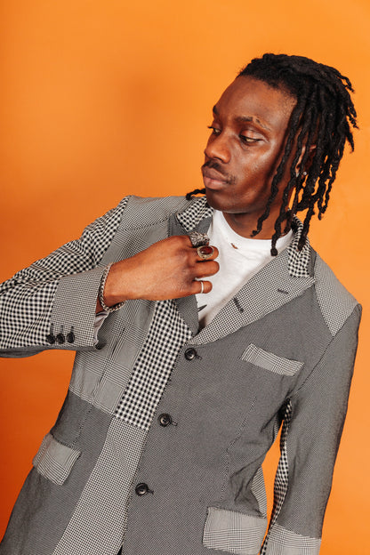 2010 Comme Des Garcons Multi Houndstooth Patchwork Blazer