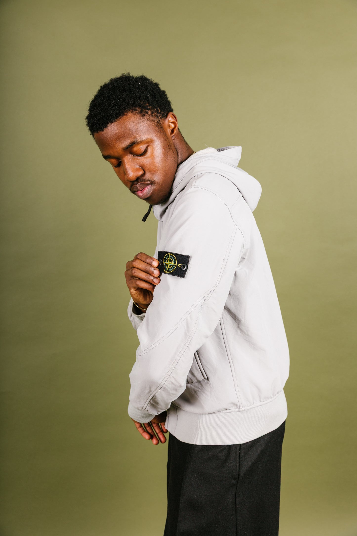 Stone Island Soft Shell-R Grey Zip Up Hooded Jacket