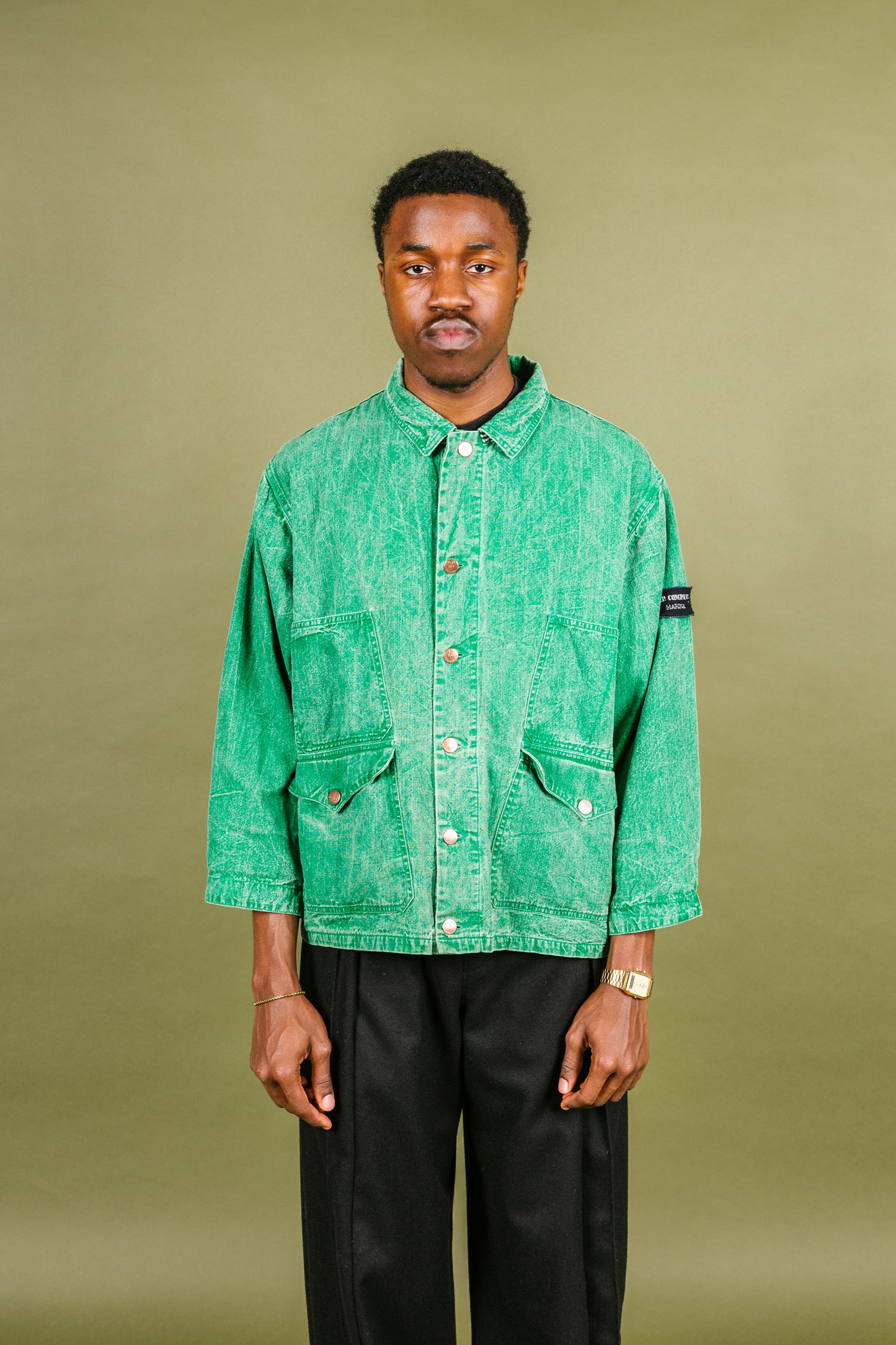 1987 C.P. Company Marina Acid Wash Green Denim Chore Jacket