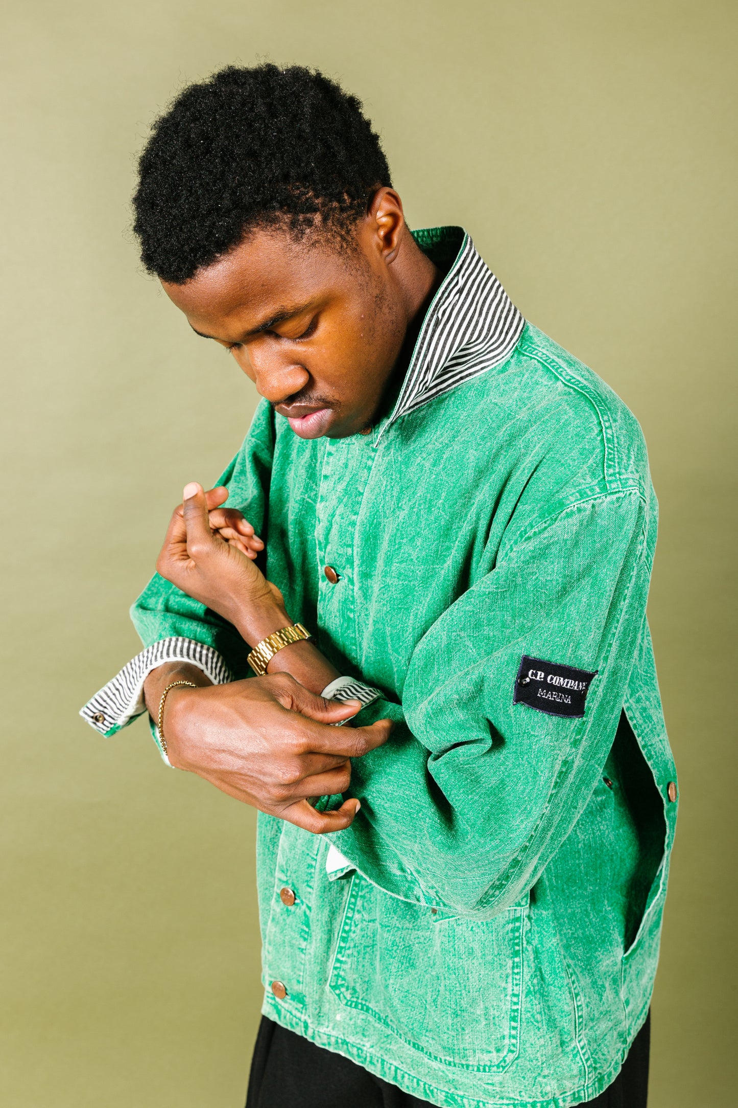 1987 C.P. Company Marina Acid Wash Green Denim Chore Jacket