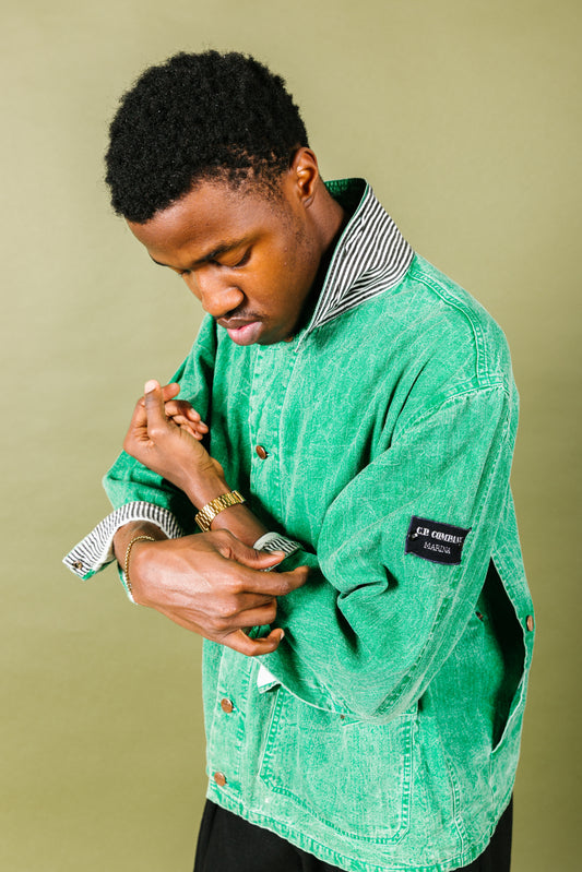 1987 C.P. Company Marina Acid Wash Green Denim Chore Jacket