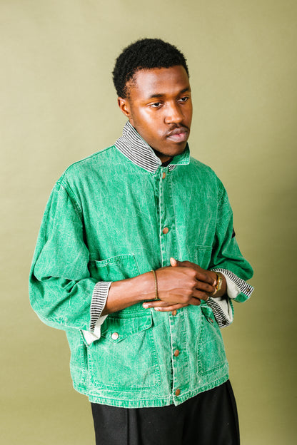 1987 C.P. Company Marina Acid Wash Green Denim Chore Jacket