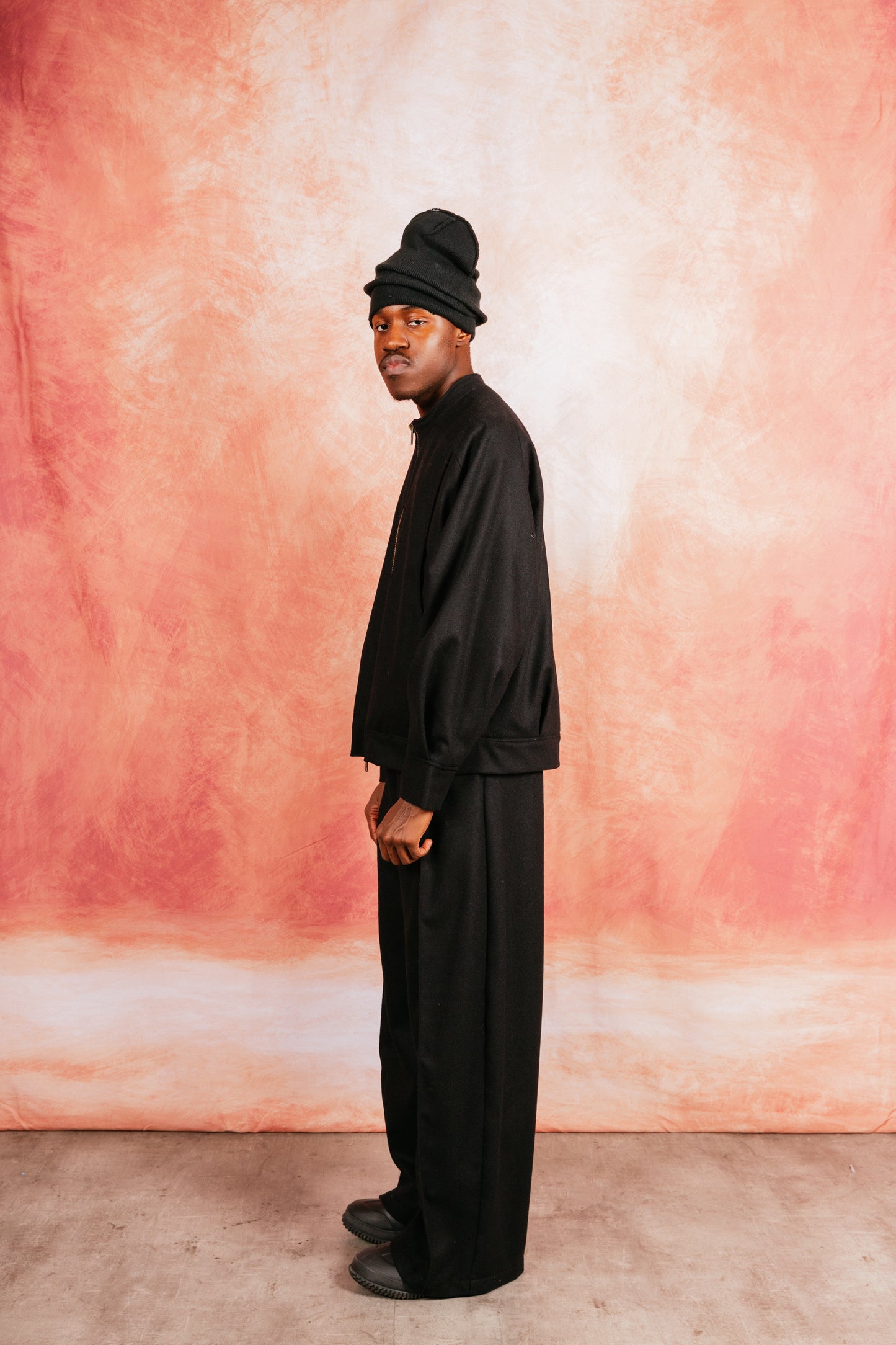 VT Rework: Structured Full Zip Black Wool Blouson