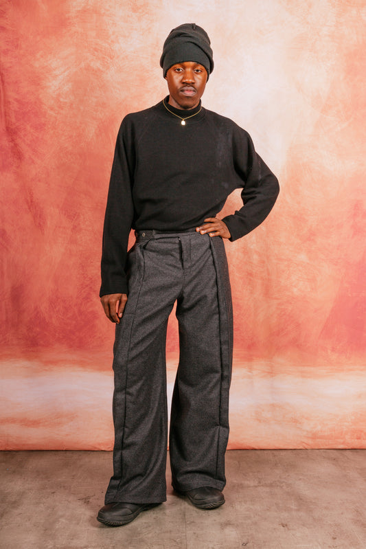 VT Rework: Pleated Grey Wool Military Drill Trousers