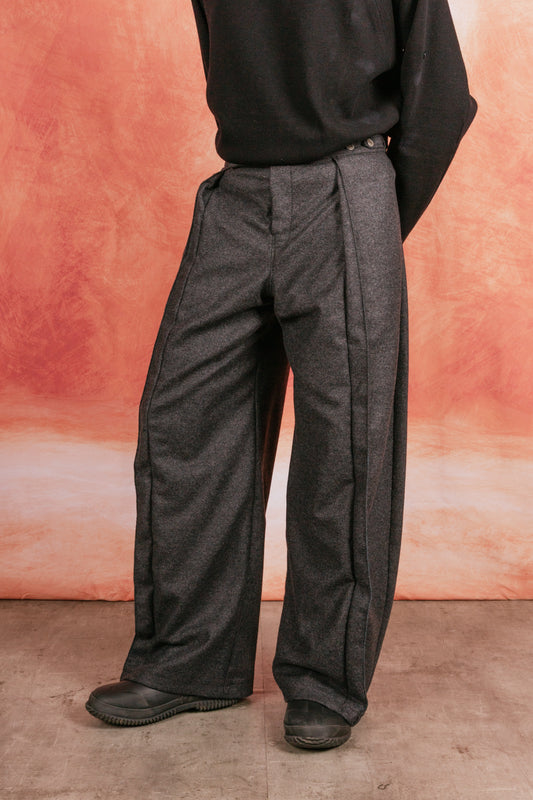 VT Rework: Pleated Grey Wool Military Drill Trousers