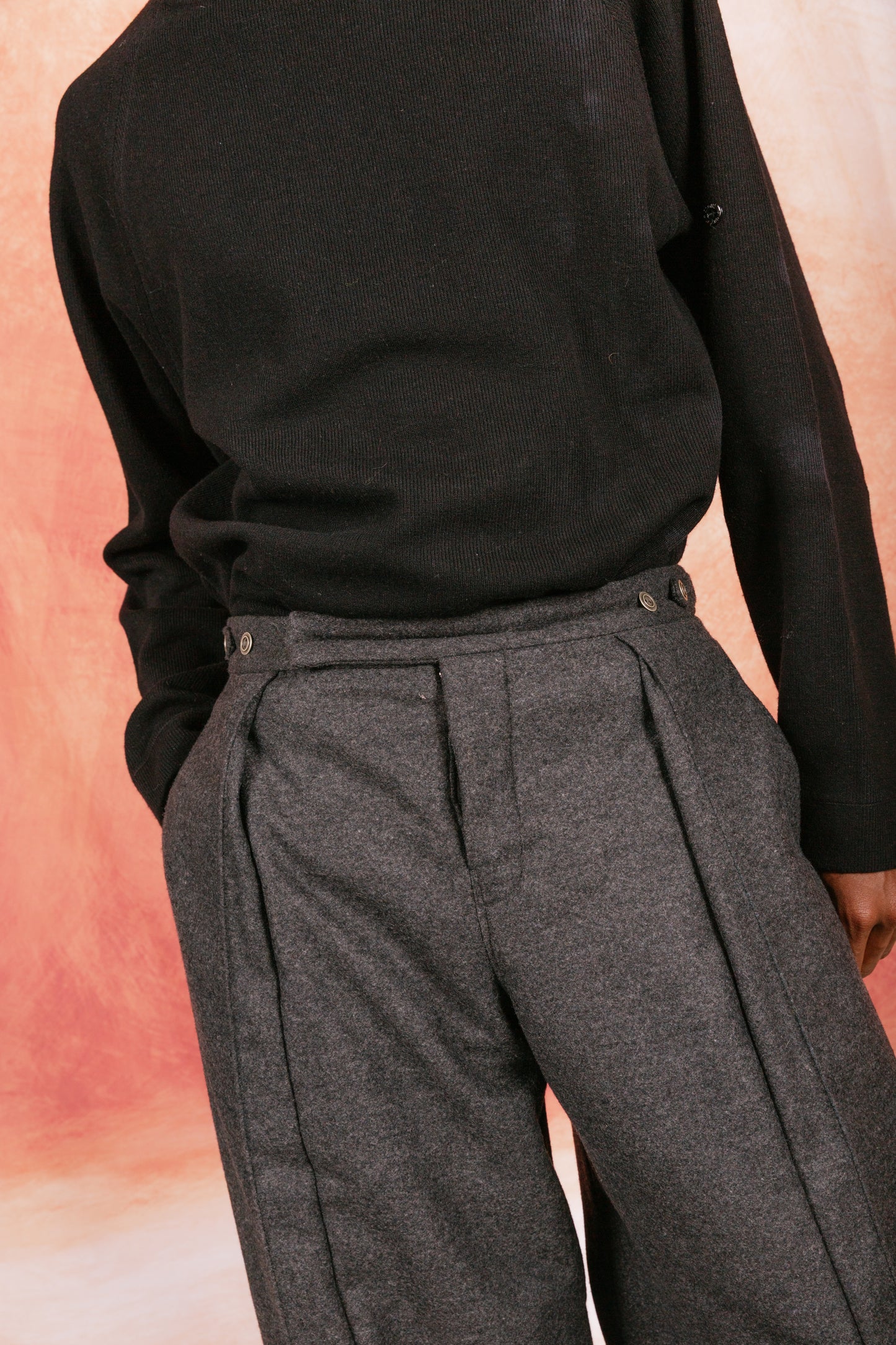 VT Rework: Pleated Grey Wool Military Drill Trousers