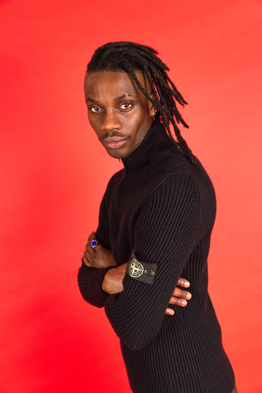 A/W 2004 Stone Island Navy Ribbed Knit 1/4 Zip Sweater