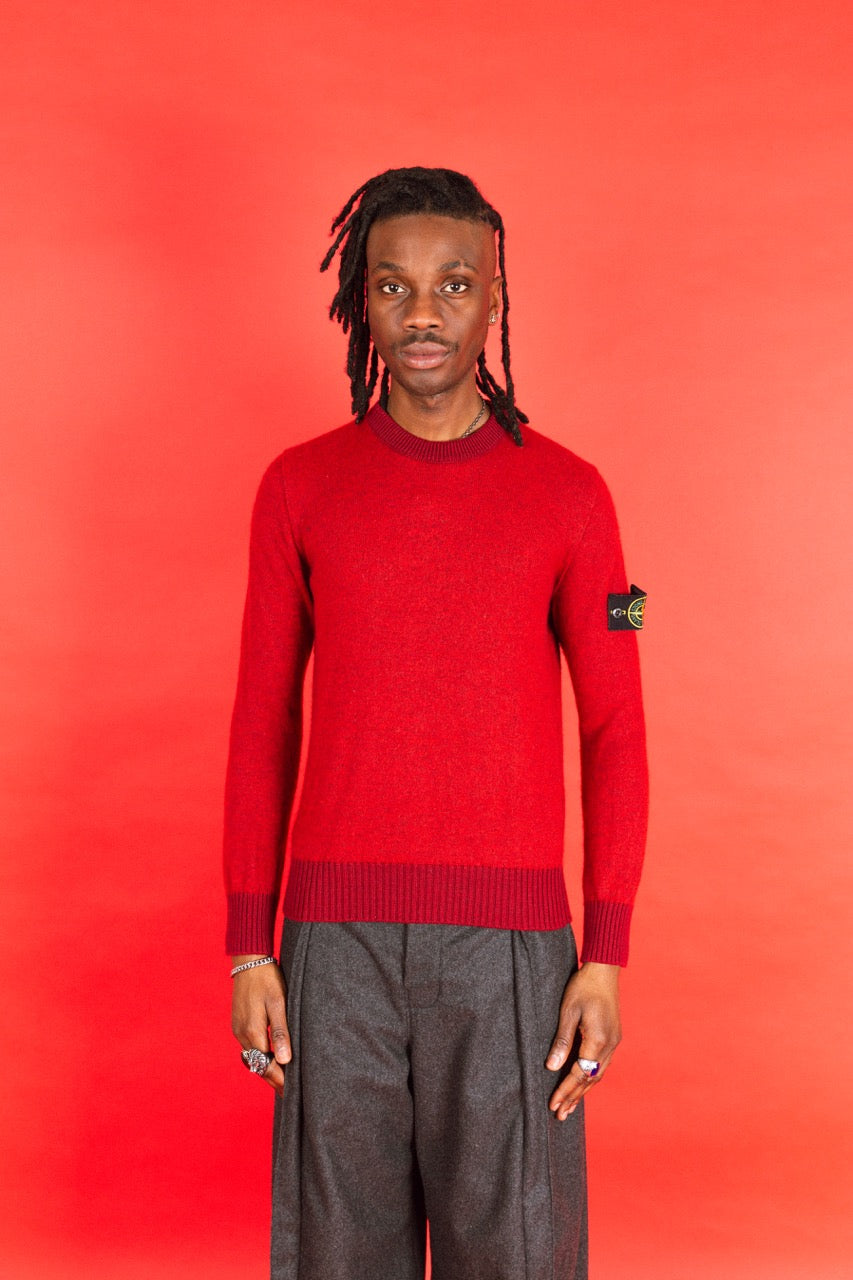 A/W 2015 Stone Island Red Wool Crewneck Sweater