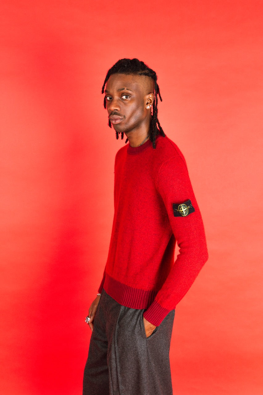 A/W 2015 Stone Island Red Wool Crewneck Sweater