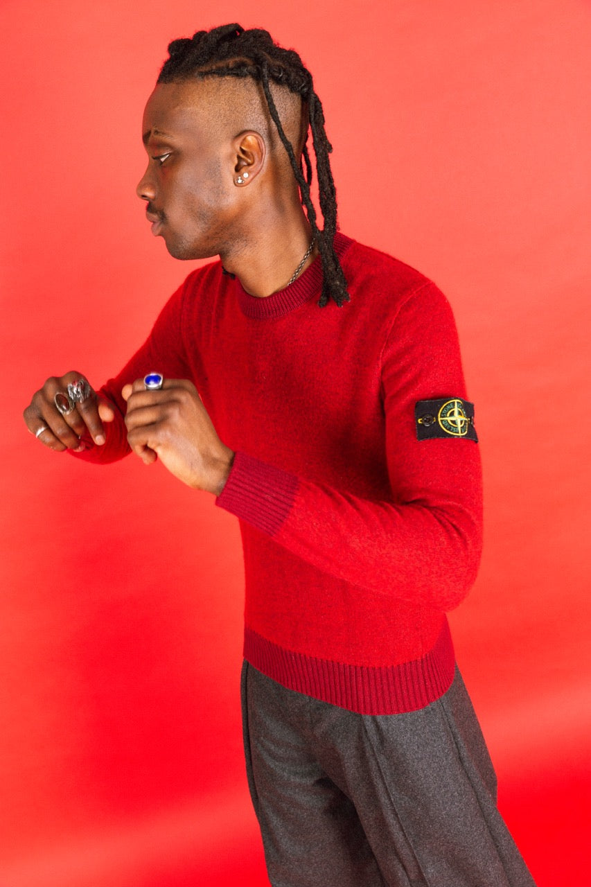 A/W 2015 Stone Island Red Wool Crewneck Sweater