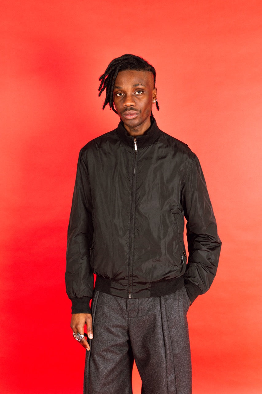 2000's Moncler Black Down Fill Bomber Jacket