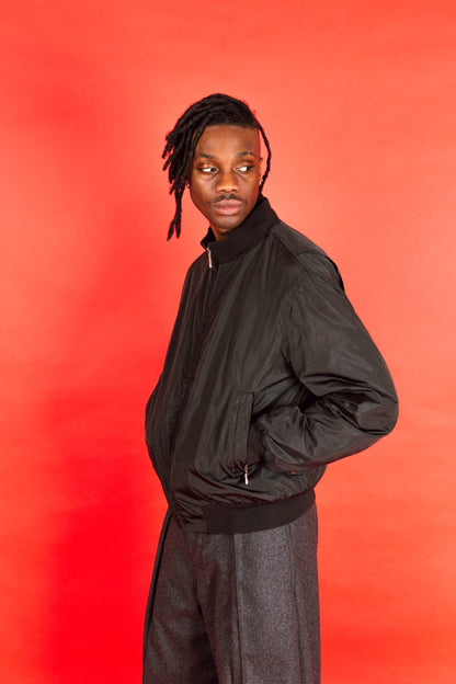 2000's Moncler Black Down Fill Bomber Jacket