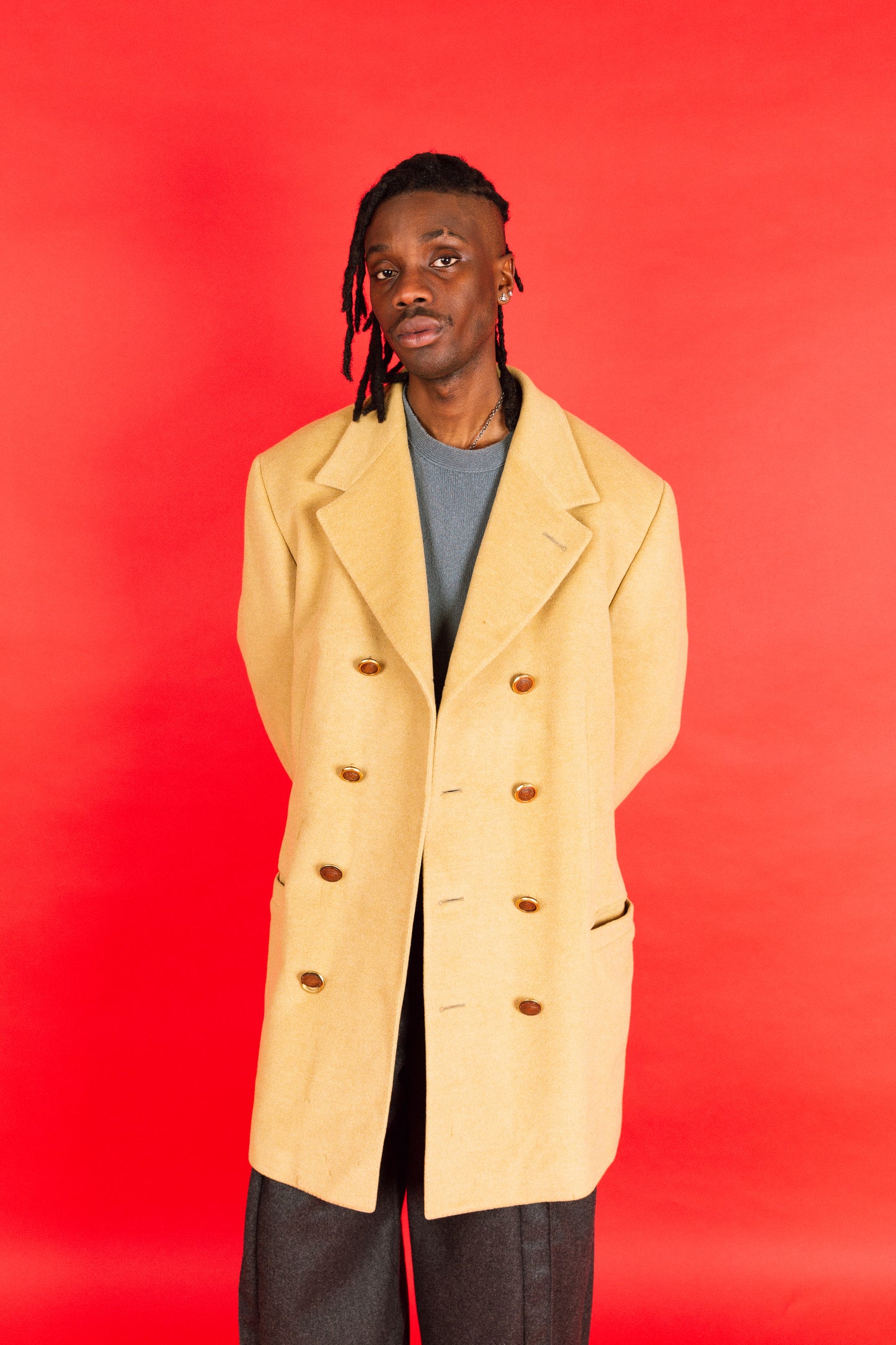 1980's Versace Cashmere Double Breasted Beige Peacoat (SAS)