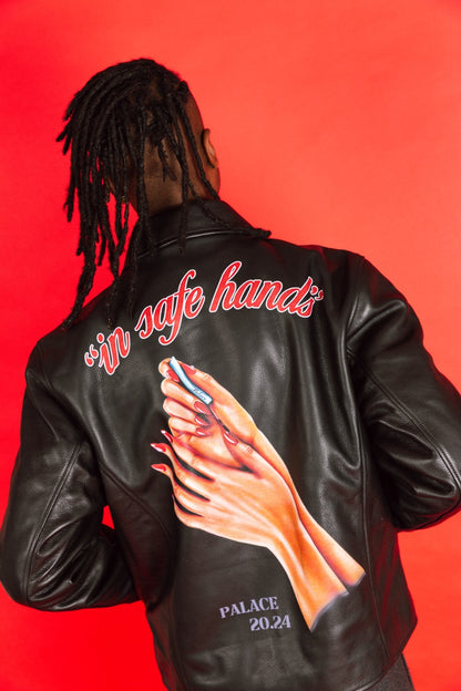 S/S 2024 Palace Safe Hands Leather Jacket Black