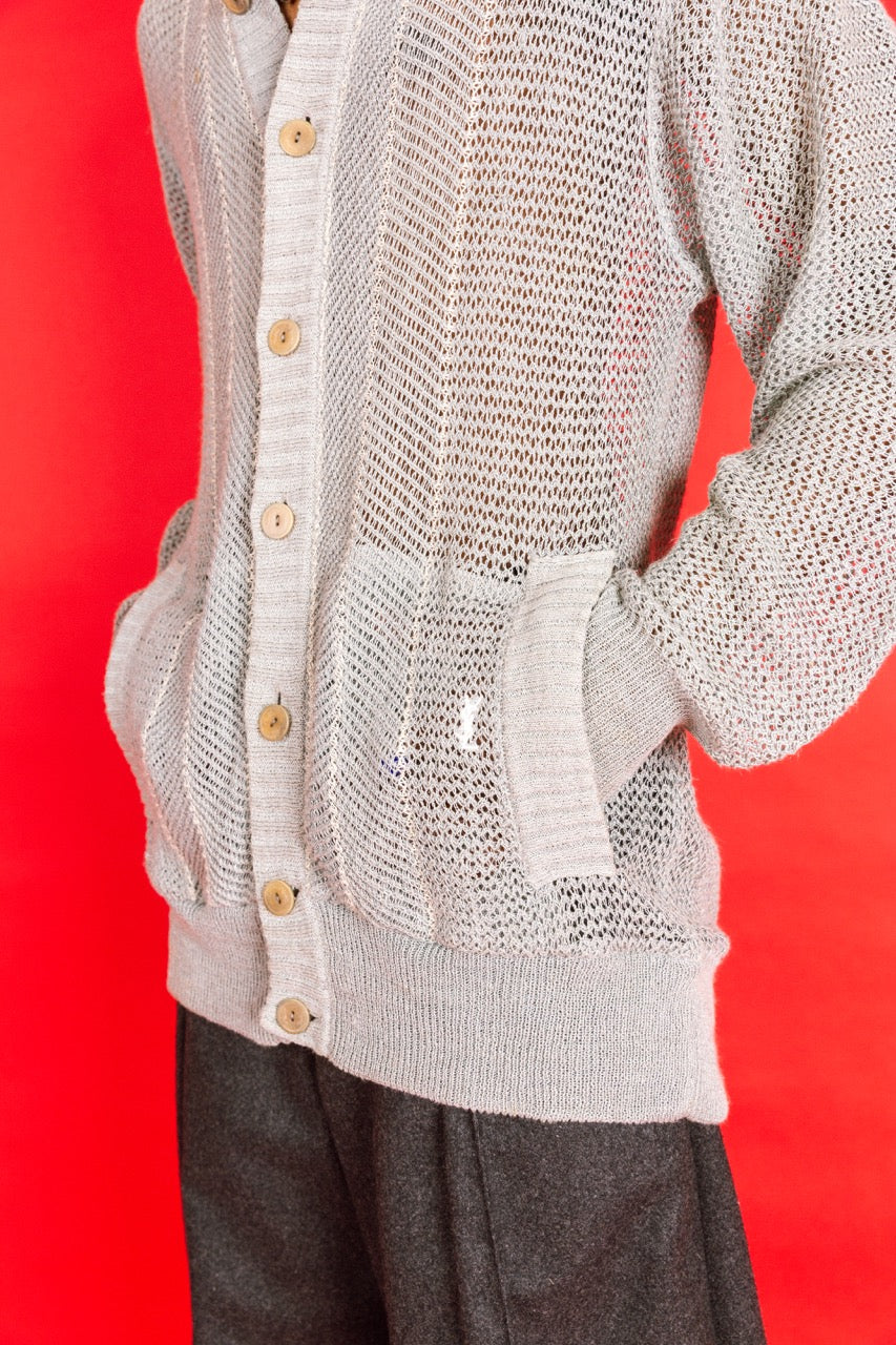 1970's YSL Low Gauge Ribbed Trim Knitted Cardigan