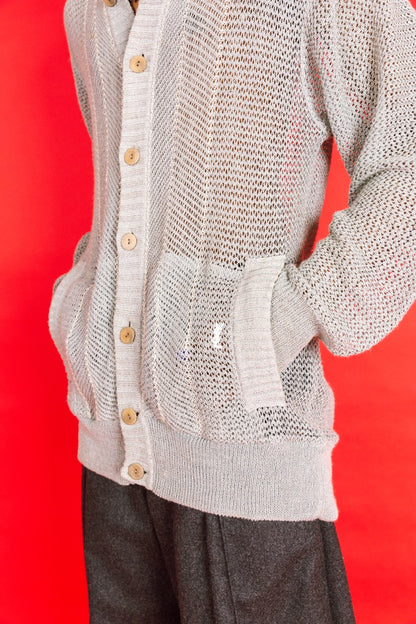 1970's YSL Low Gauge Ribbed Trim Knitted Cardigan