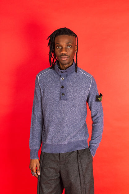 S/S 2012 Stone Island Blue Melange Cotton Knit Sweater
