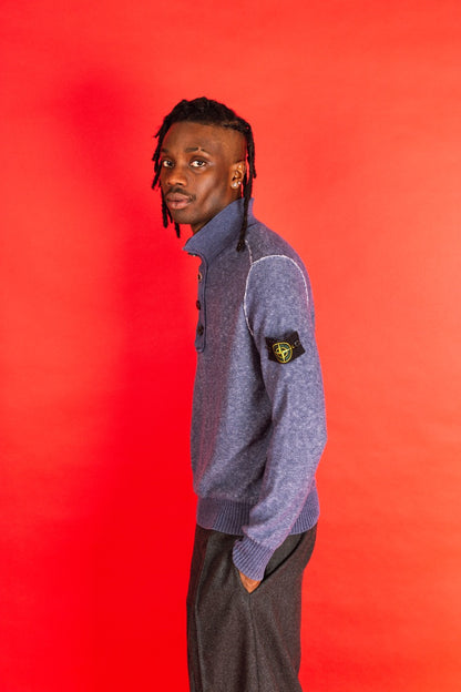 S/S 2012 Stone Island Blue Melange Cotton Knit Sweater